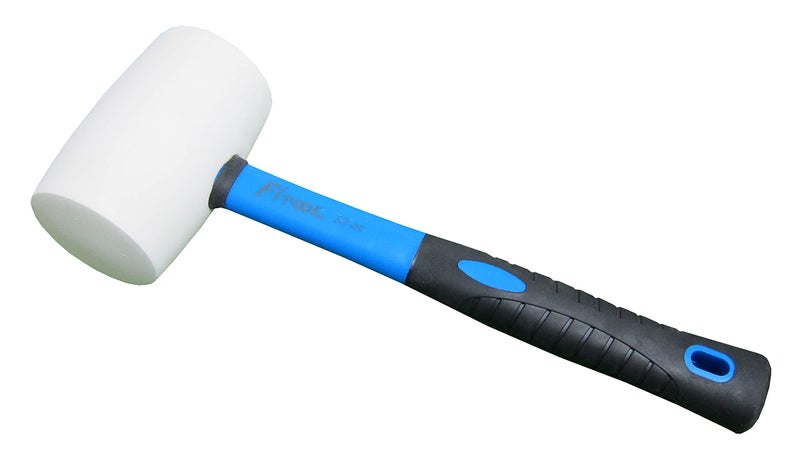 FITOOL 32-Ounces White Solid Rubber Mallet, Fiberglass Handle with Soft Rubber Grip, Total Weight 2.6LB, Non Marking Hammer (32oz) - Image 1